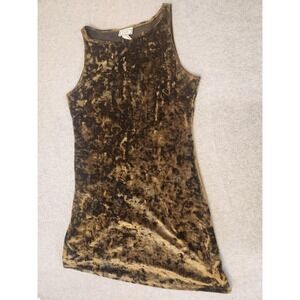 VTG Y2K Joue Dress Wmn S Brown Crushed Velvet Sleeveless Bodycon Mini Party Club